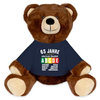 Lebensmittelampel Score 65 Jahre 65 Geburtstag - MiniFeet® RecycelBär® Braun - French Navy - Vorne