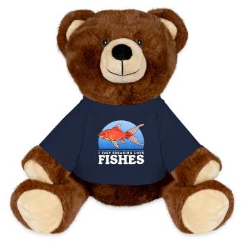Aquarium Aquaristics Aquarist Ornamental Fish Gift - MiniFeet® RecycelBär® Teddy Bear Brown - french navy - Front