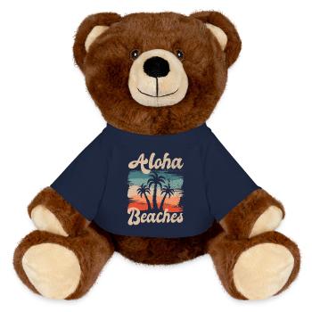 Aloha Beaches Sommer Strand Party Surfen Hawaii - MiniFeet® RecycelBär® Braun - French Navy - Vorne
