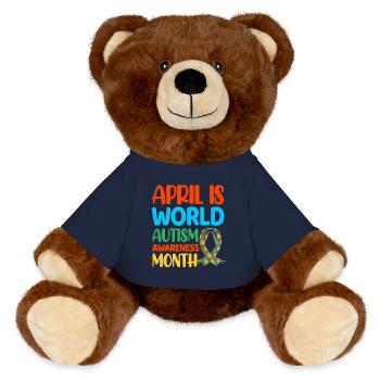 Autism Autistic - MiniFeet® RecycelBär® Teddy Bear Brown - french navy - Front