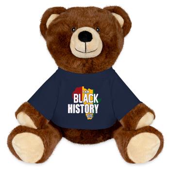 Black History Month Black History - MiniFeet® RecycelBär® Teddy Bear Brown - french navy - Front
