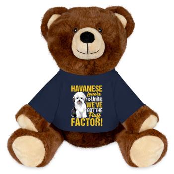 Amateurs de bichon havanais Unissez-vous, nous avons le facteur peluche - Nounours RecycelBär® marron - bleu marine - Devant