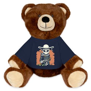 Cartoon Anime Manga Grim Reaper Samurai - MiniFeet® RecycelBär® Teddy Bear Brown - french navy - Front