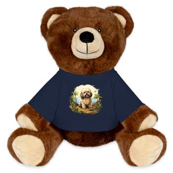 Chien Bichon Havanais - Nounours RecycelBär® marron - bleu marine - Devant