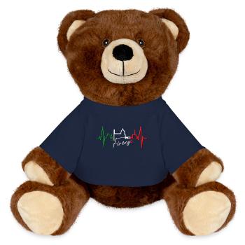 Florenz Skyline Italien Herzschlag I Love Firenze - MiniFeet® RecycelBär® Braun - French Navy - Vorne