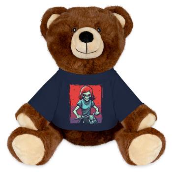 Dessin animé, Manga, Anime, Goule, Zombie, Motard - Nounours RecycelBär® marron - bleu marine - Devant