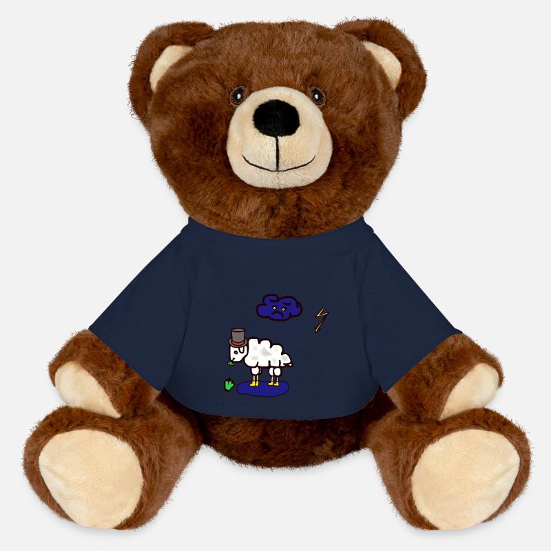 Mauvais temps : moutons, nuages de pluie, pluie, mouton - Nounours RecycelBär® marron - bleu marine