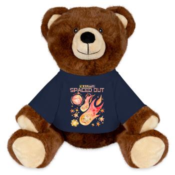 Space Travel, Outer Space Saying, Funny Planets - MiniFeet® RecycelBär® Teddy Bear Brown - french navy - Front