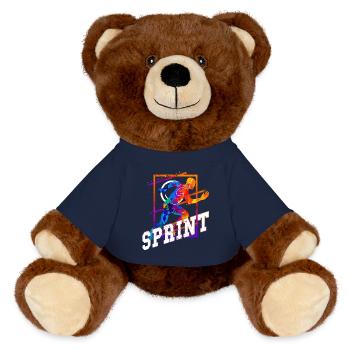 Sprint, Sprinter, Sprint, Athletics, Running - MiniFeet® RecycelBär® Teddy Bear Brown - french navy - Front