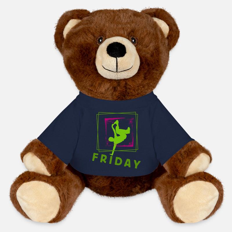 Friday is coming, Friday, Friday, Friday - MiniFeet® RecycelBär® Teddy Bear Brown - french navy
