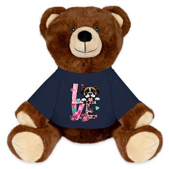 Boxer Dog I Love My Dog Valentines Day - MiniFeet® RecycelBär® Teddy Bear Brown - french navy - Front