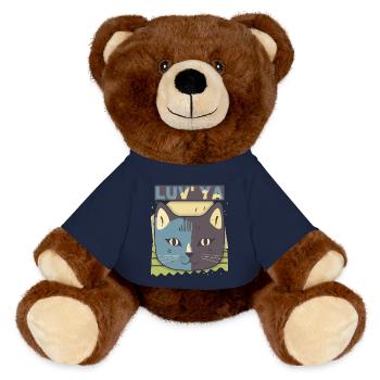 Valentinstag Katze, Katzenkopf, Liebeserklärung - MiniFeet® RecycelBär® Braun - French Navy - Vorne