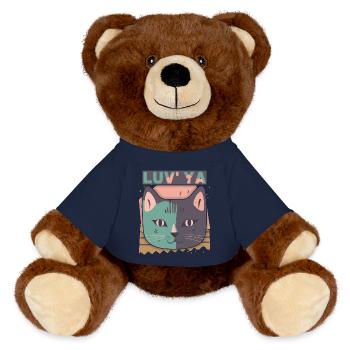 Cat Head, Valentine's Day Cat, Declaration of Love - MiniFeet® RecycelBär® Teddy Bear Brown - french navy - Front