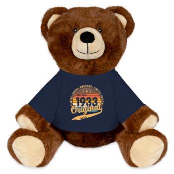 90. Geburtstag Vintage Retro 1933 - MiniFeet® RecycelBär® Braun - French Navy - Vorne