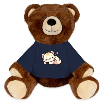 Sleeping Cat - MiniFeet® RecycelBär® Teddy Bear Brown - french navy - Front