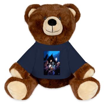 Vieux chasseurs avec des torches - Nounours RecycelBär® marron - bleu marine - Devant
