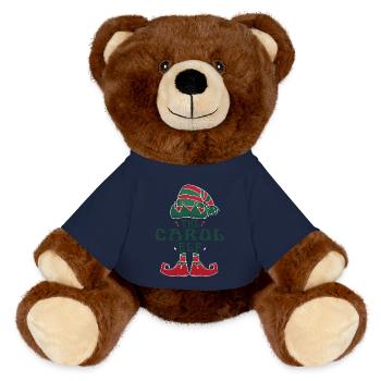 Carol Elf Personalisierter Name Weihnachtsfamilie - MiniFeet® RecycelBär® Braun - French Navy - Vorne