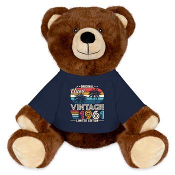 Vintage 1961 - Legendary 63rd Birthday - MiniFeet® RecycelBär® Teddy Bear Brown - french navy - Front