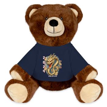 2024 Chinesischer Monddrache, frohes neues Jahr - MiniFeet® RecycelBär® Braun - French Navy - Vorne