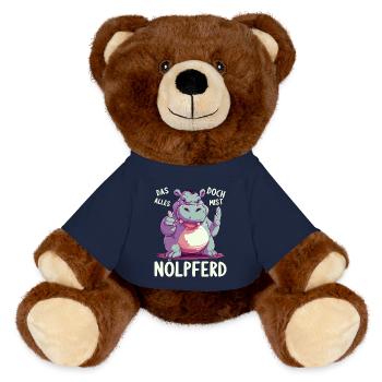 Nilpferd Hippo meckern Meckerer Nölpferd - MiniFeet® RecycelBär® Braun - French Navy - Vorne