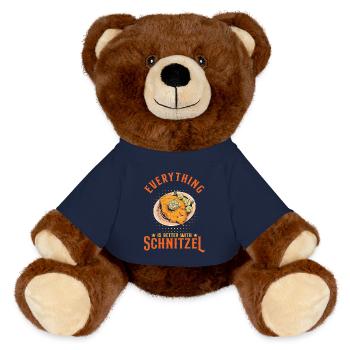 Everything Is Better With Schnitzel - MiniFeet® RecycelBär® Teddy Bear Brown - french navy - Front