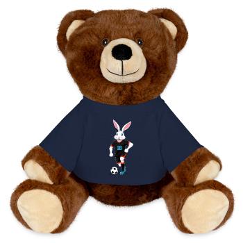 Easter Bunny Soccer Player Easter Soccer Design - MiniFeet® RecycelBär® Teddy Bear Brown - french navy - Front