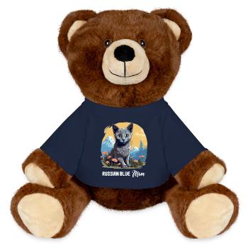 Chat bleu russe Russisch Blau Katze - Nounours RecycelBär® marron - bleu marine - Devant