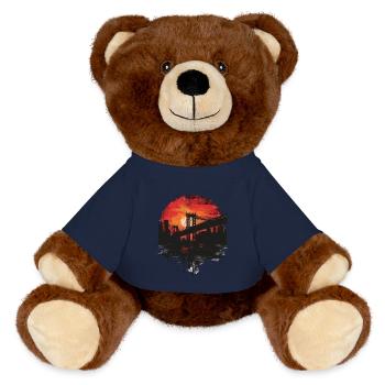 Sonnenuntergang Brooklyn Bridge Szenerie - MiniFeet® RecycelBär® Braun - French Navy - Vorne