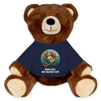 Garden Cat Flowers Allotment Plants Cute - MiniFeet® RecycelBär® Teddy Bear Brown - french navy - Front