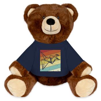 Owl Paper Crane Origami Retro - MiniFeet® RecycelBär® Teddy Bear Brown - french navy - Front