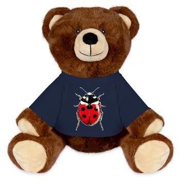 Marienkäfer Ladybug Insekten Bunt Süße Marienkäfer - MiniFeet® RecycelBär® Braun - French Navy - Vorne