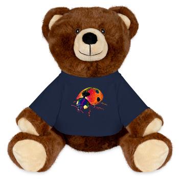 Marienkäfer Ladybug Insekten Bunt Süße Marienkäfer - MiniFeet® RecycelBär® Braun - French Navy - Vorne