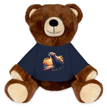 Beaver Biber - Nounours RecycelBär® marron - bleu marine - Devant