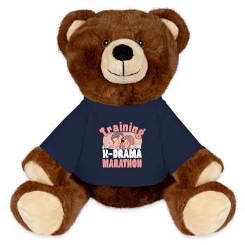 Korean Drama Enthusiast Exclusive Gift idea - MiniFeet® RecycelBär® Teddy Bear Brown - french navy - Front