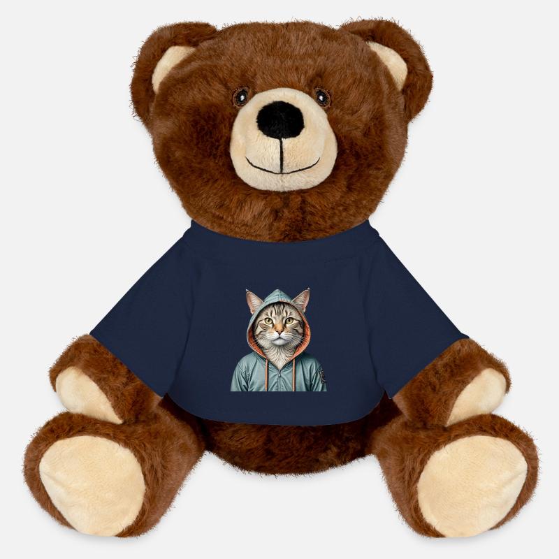 Cat wearing a jacket - MiniFeet® RecycelBär® Teddy Bear Brown - french navy
