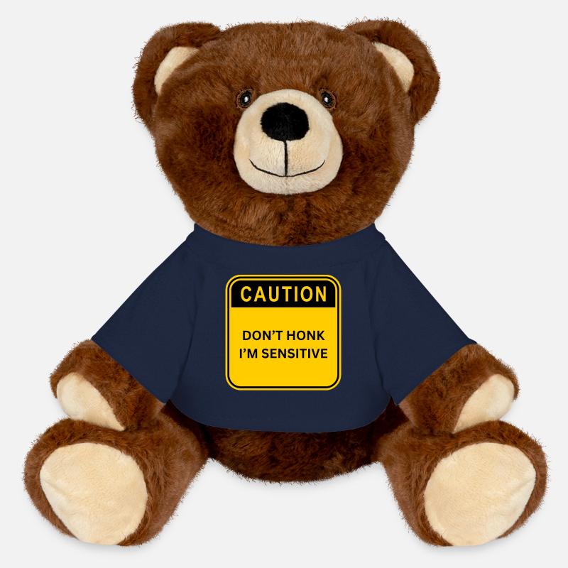 DON T HONK I M SENSITIVE SHIELD - MiniFeet® RecycelBär® Teddy Bear Brown - french navy