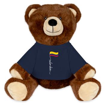 Kolumbien Colombia Medellin Urlaub Bogota Cali - MiniFeet® RecycelBär® Braun - French Navy - Vorne