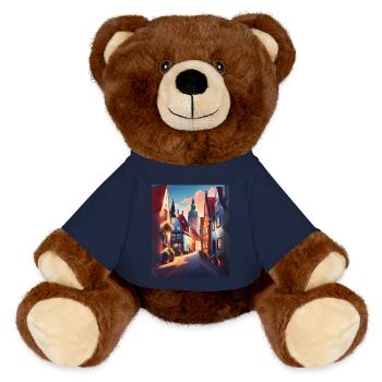 A walk in a city of Denmark - MiniFeet® RecycelBär® Teddy Bear Brown - french navy - Front