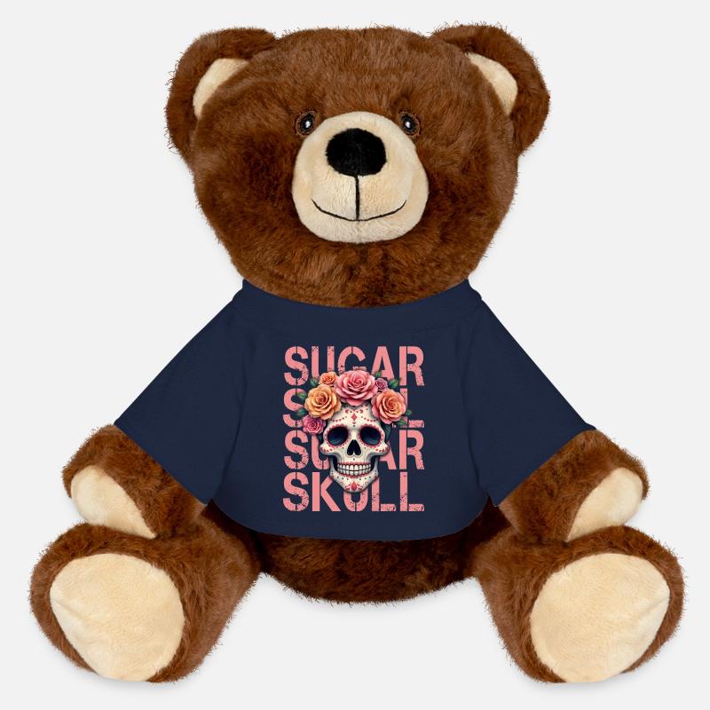 Mexikanischer Schädel Sugar Skull Dia de Muertos - MiniFeet® RecycelBär® Braun - French Navy