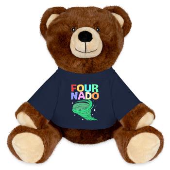 Tornado Birthday Children's Birthday Party - MiniFeet® RecycelBär® Teddy Bear Brown - french navy - Front