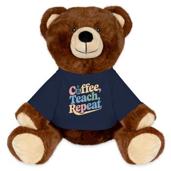 Coffee, Teaching, Repeating: Teacher Inspiration - MiniFeet® RecycelBär® Teddy Bear Brown - french navy - Front