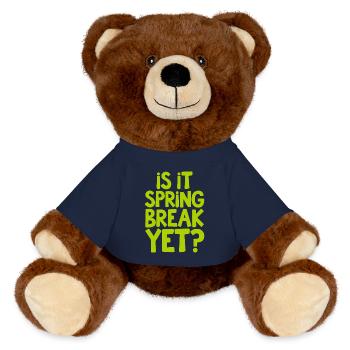 Spring Break Countdown Saying Quote - MiniFeet® RecycelBär® Teddy Bear Brown - french navy - Front