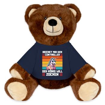 Gaming Spruch Zocker Design Gamer - MiniFeet® RecycelBär® Braun - French Navy - Vorne