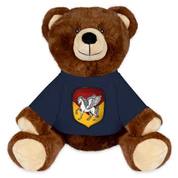 Armoiries Pégase d’argent - Nounours RecycelBär® marron - bleu marine - Devant