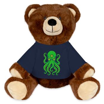 Tentacle Octopus with Third Eye Neon - MiniFeet® RecycelBär® Teddy Bear Brown - french navy - Front