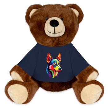 Russian Toy Terrier Dog Russkiy Russian Toy - MiniFeet® RecycelBär® Teddy Bear Brown - french navy - Front