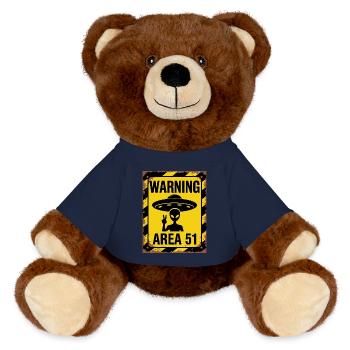Area 51 UFO-Warnung – Betreten auf eigene Gefahr - MiniFeet® RecycelBär® Braun - French Navy - Vorne