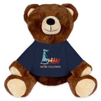 Ich & meine Follower – Hundehumor Design - MiniFeet® RecycelBär® Braun - French Navy - Vorne