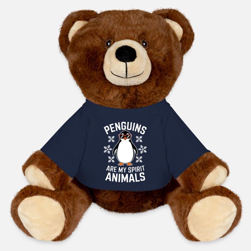 Penguin Saying Funny Penguins Gift - MiniFeet® RecycelBär® Teddy Bear Brown - french navy