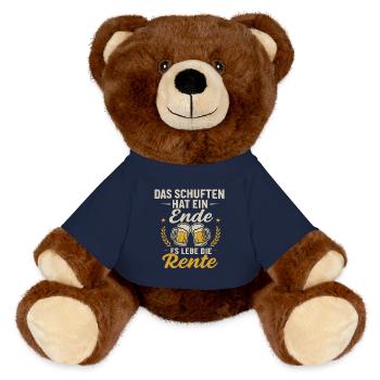 The toiling has come to an end - Long live the pension - MiniFeet® RecycelBär® Teddy Bear Brown - french navy - Front